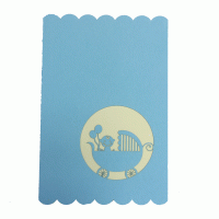 pop-up blauwe baby wieg kaart